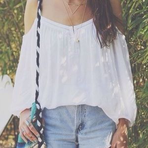 Urban Outfitters | Ecote | White Boho Peasant Top